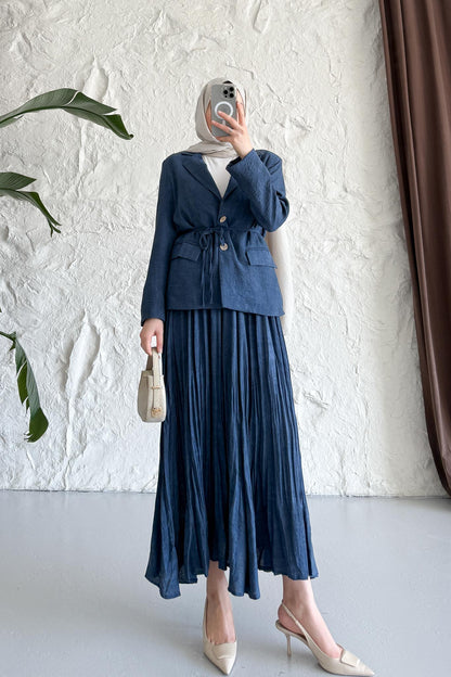 Seyran Pleated Dress Beige
