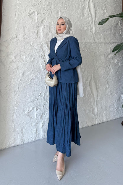 Seyran Pleated Dress Beige