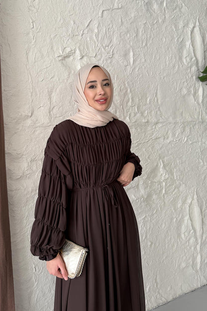 Seyran Pleated Dress Beige