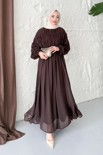 Seyran Pleated Dress Beige