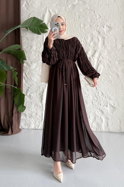 Seyran Pleated Dress Beige