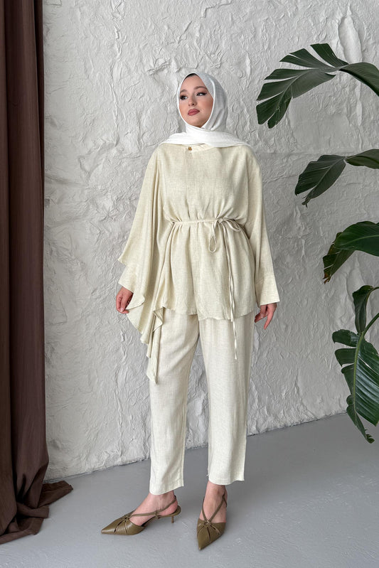 Şallı Keten Takım Su Yeşili