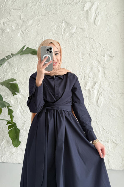 Seyran Pleated Dress Beige
