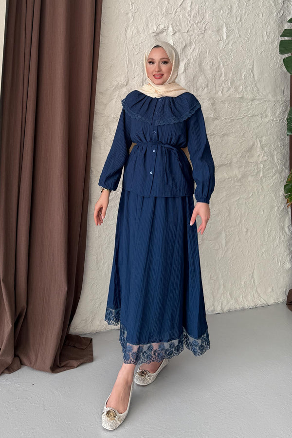 Ajda Pleated Skirt Set Petrol