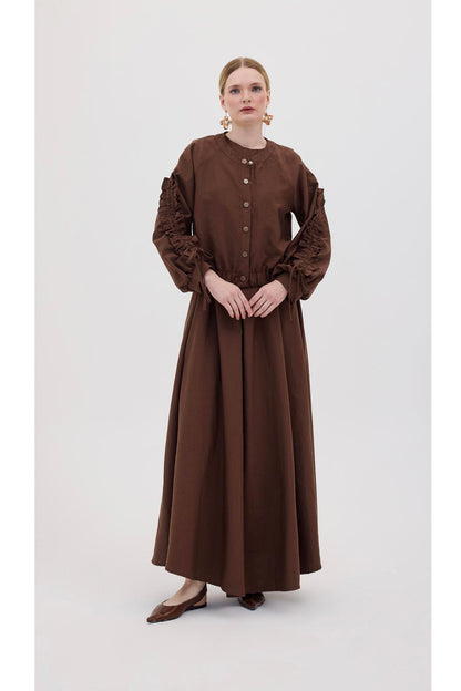 Seyran Pleated Dress Beige