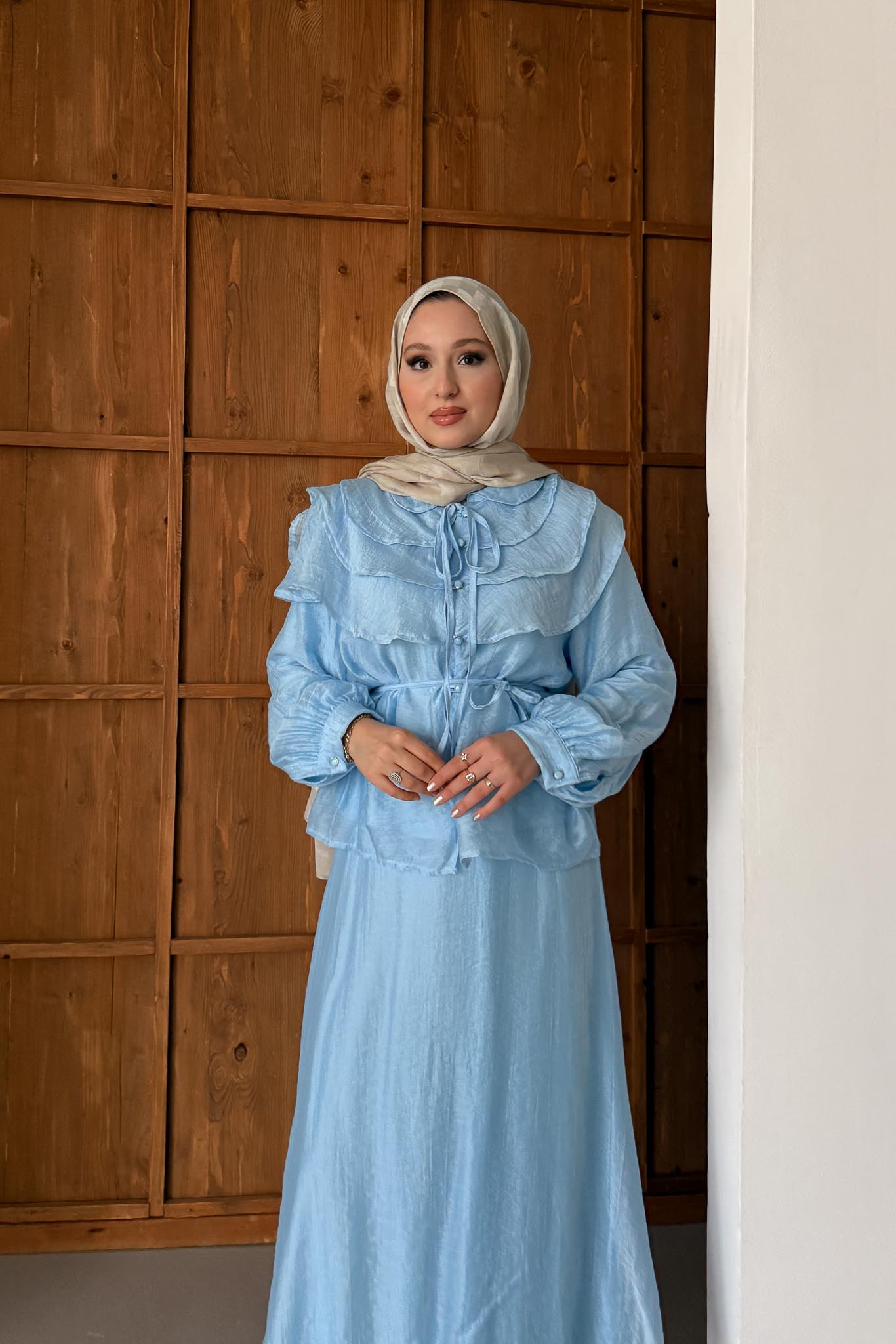Seyran Pleated Dress Beige