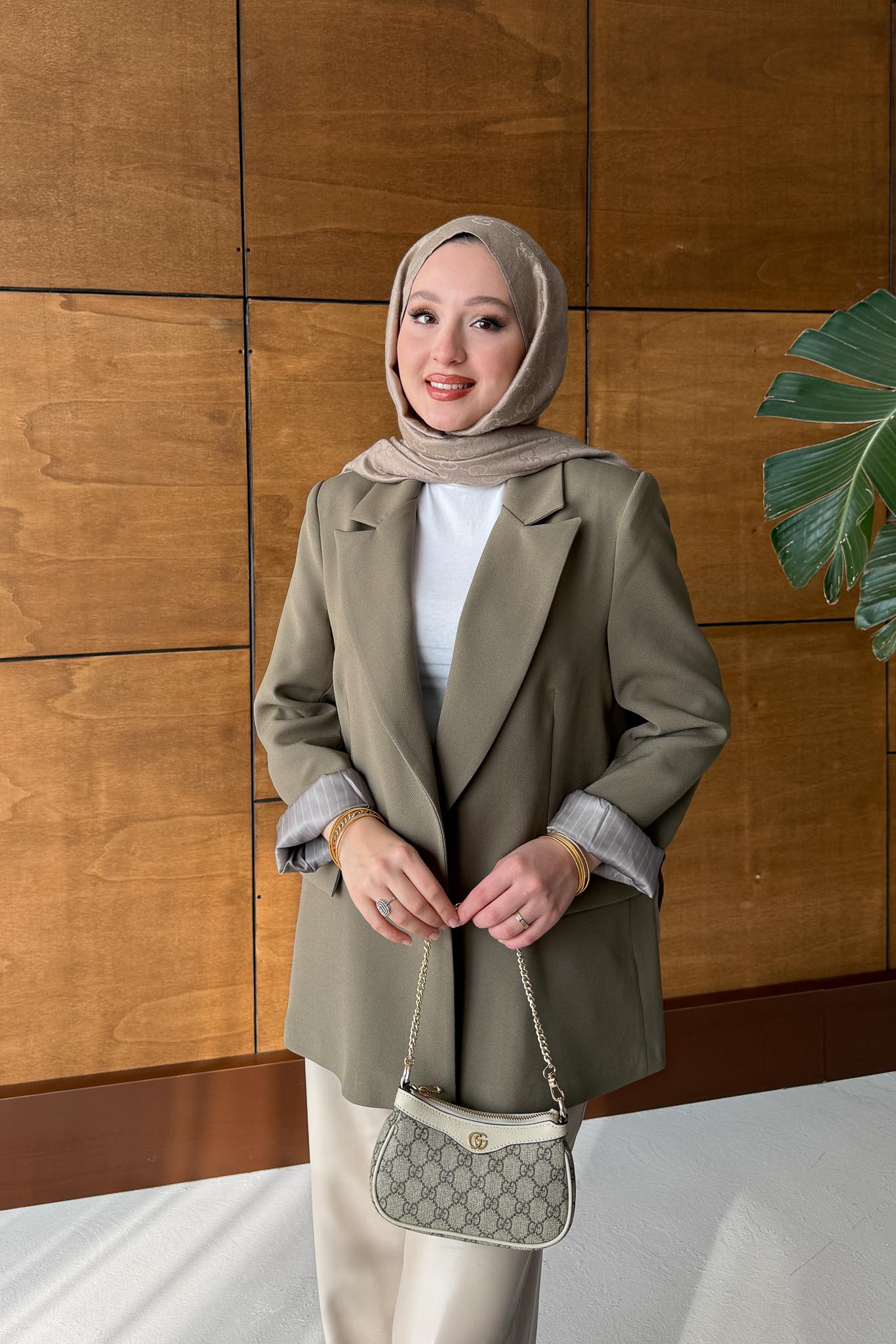Yeni Blazer Ceket Haki