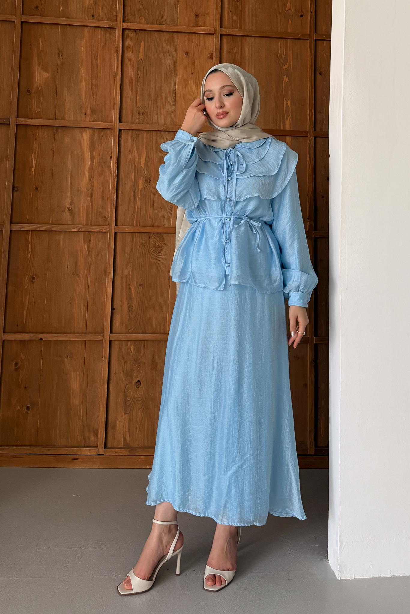 Seyran Pleated Dress Beige