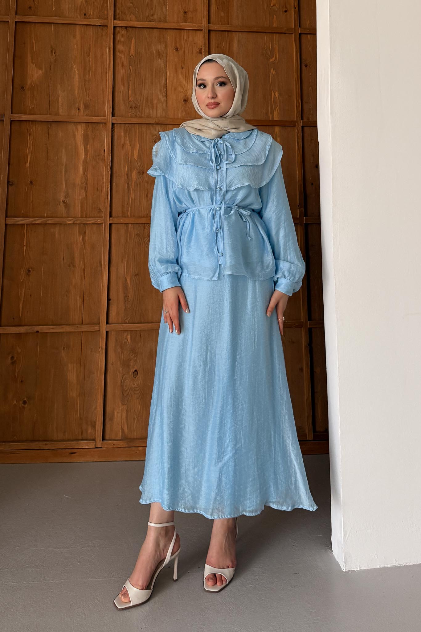 Seyran Pleated Dress Beige