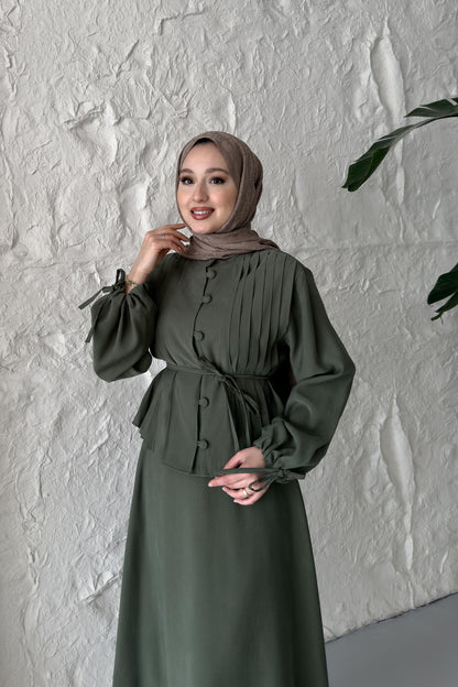 Ajda Pleated Skirt Set Petrol