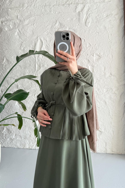 Ajda Pleated Skirt Set Petrol
