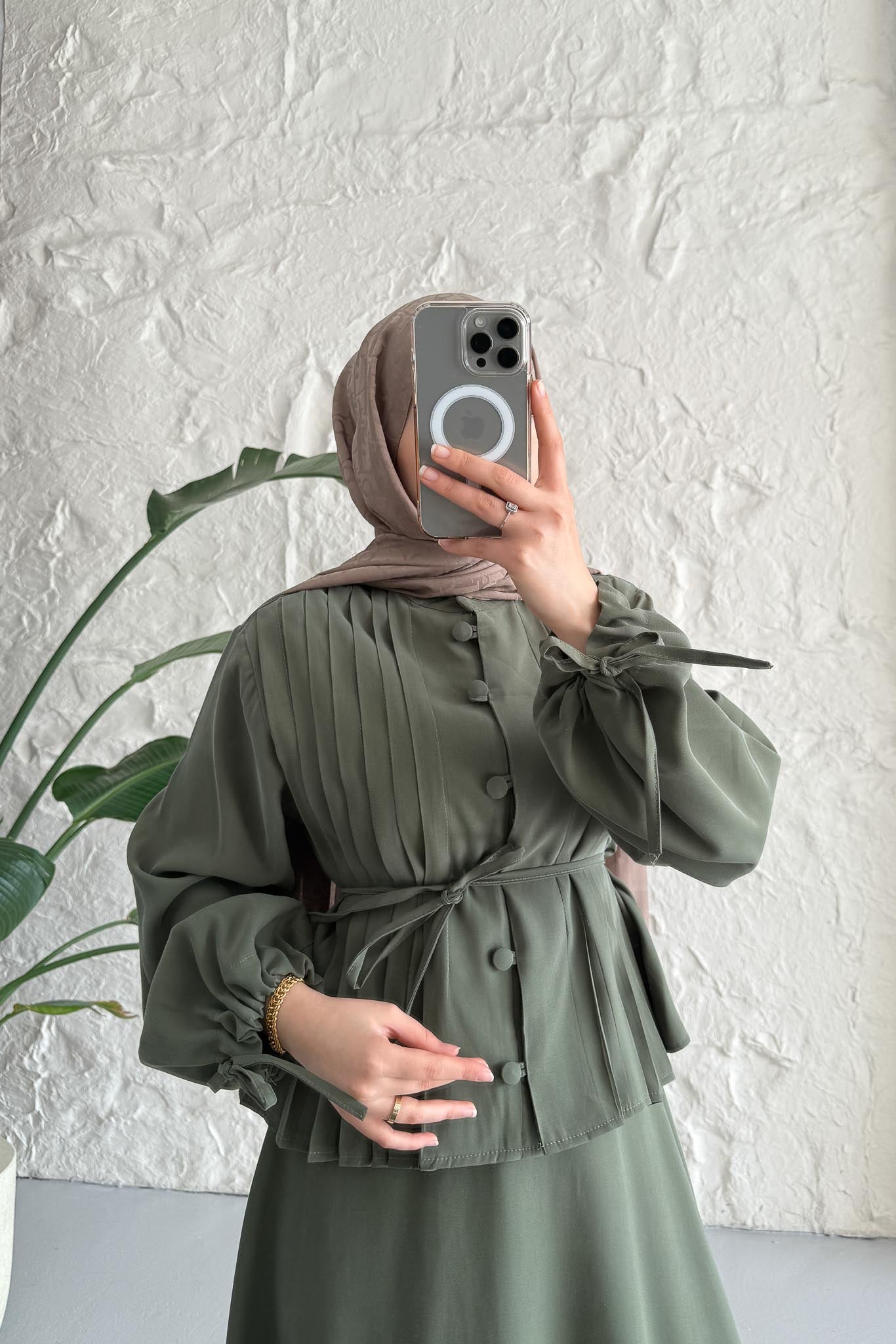 Ajda Pleated Skirt Set Petrol