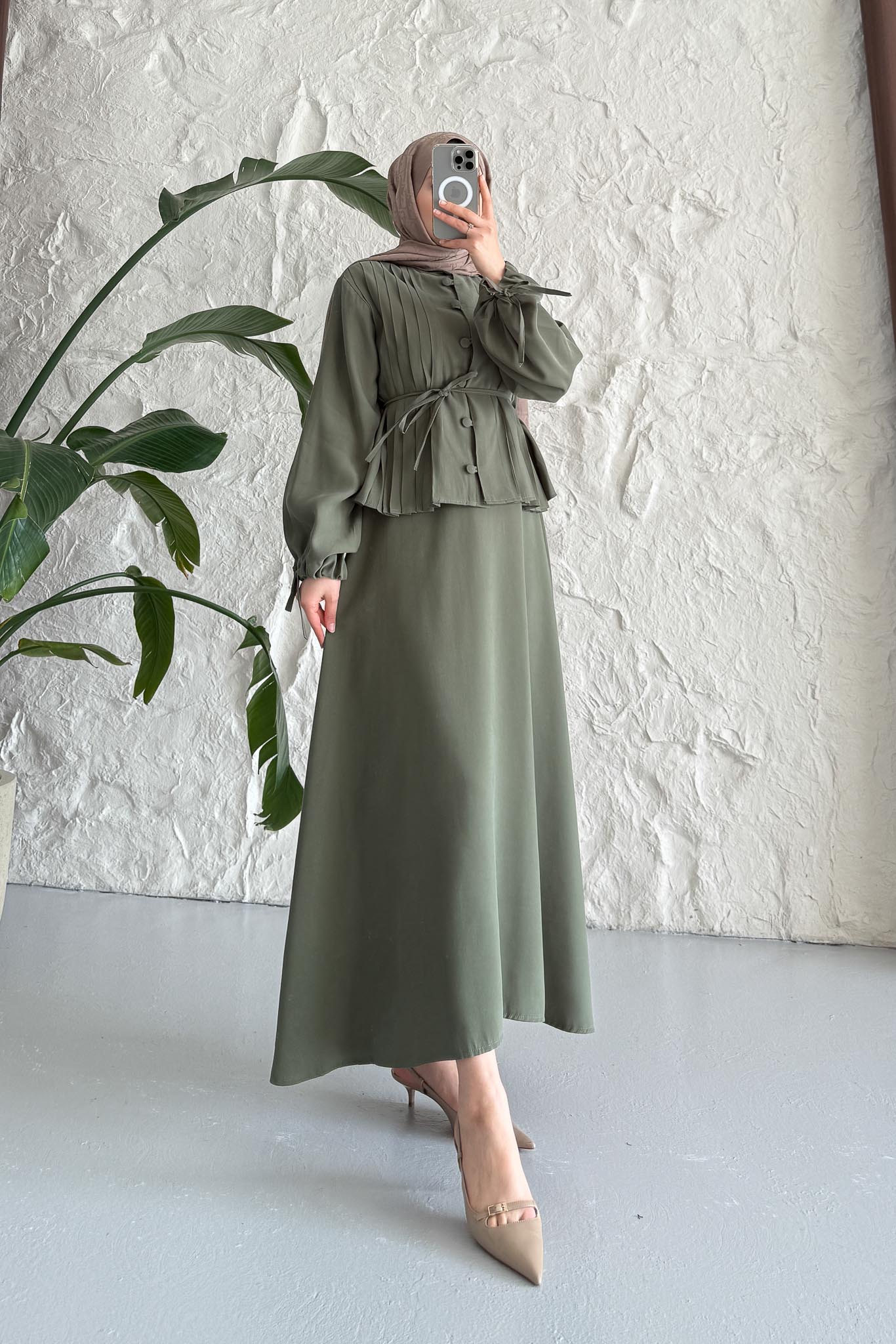 Ajda Pleated Skirt Set Petrol