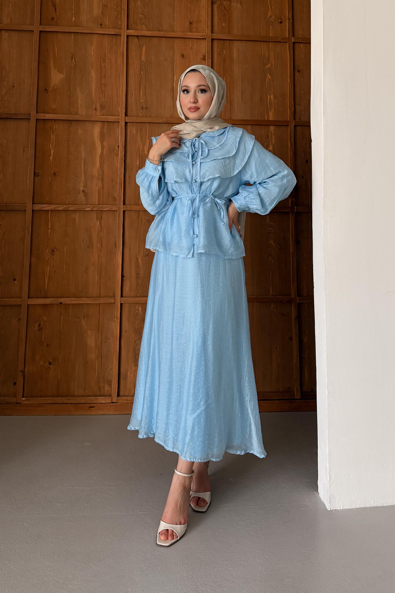 Seyran Pleated Dress Beige