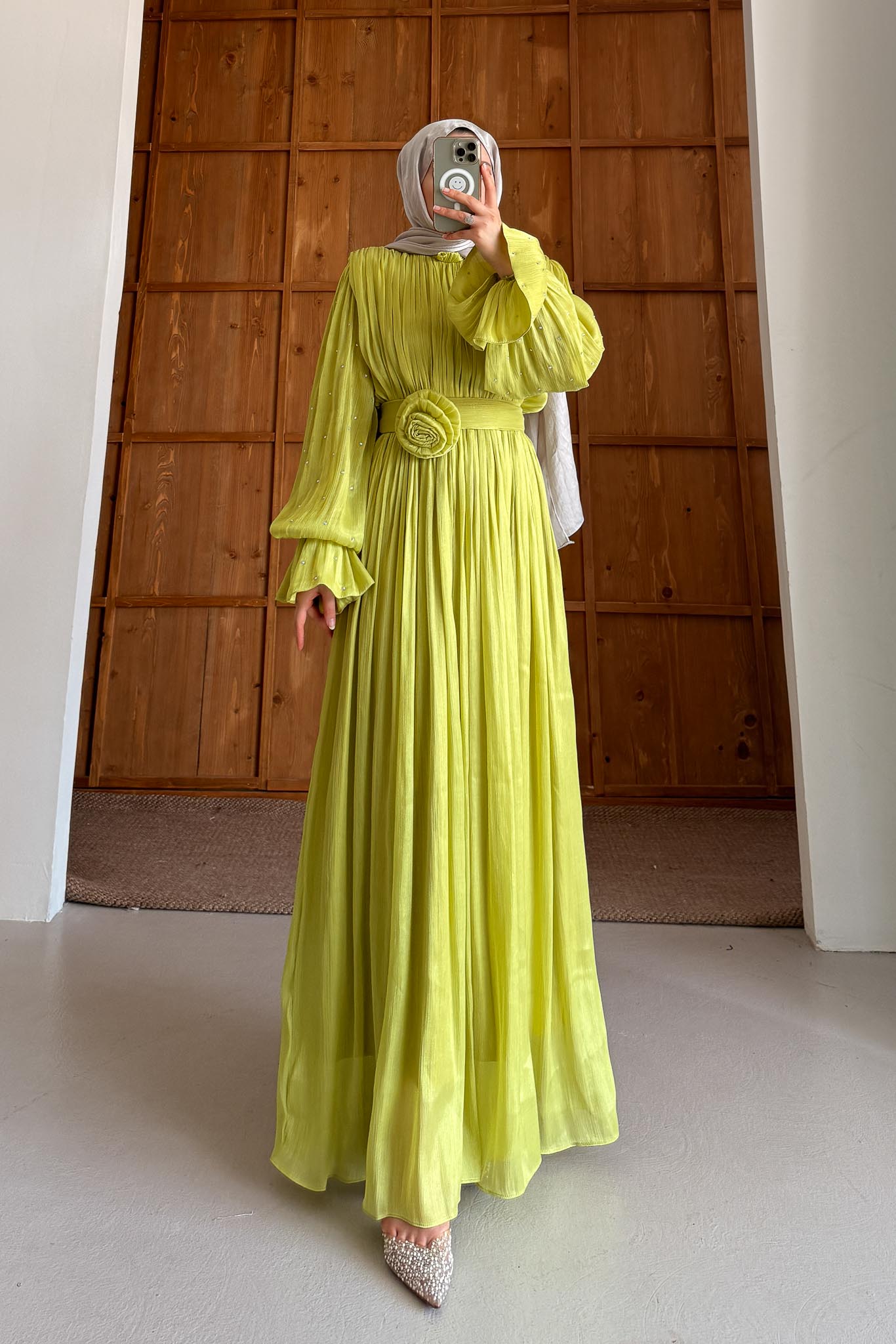 Seyran Pleated Dress Beige
