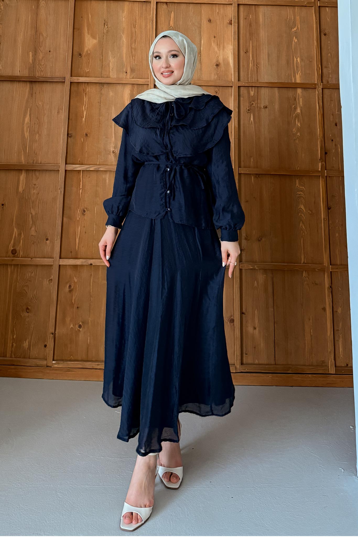 Seyran Pleated Dress Beige