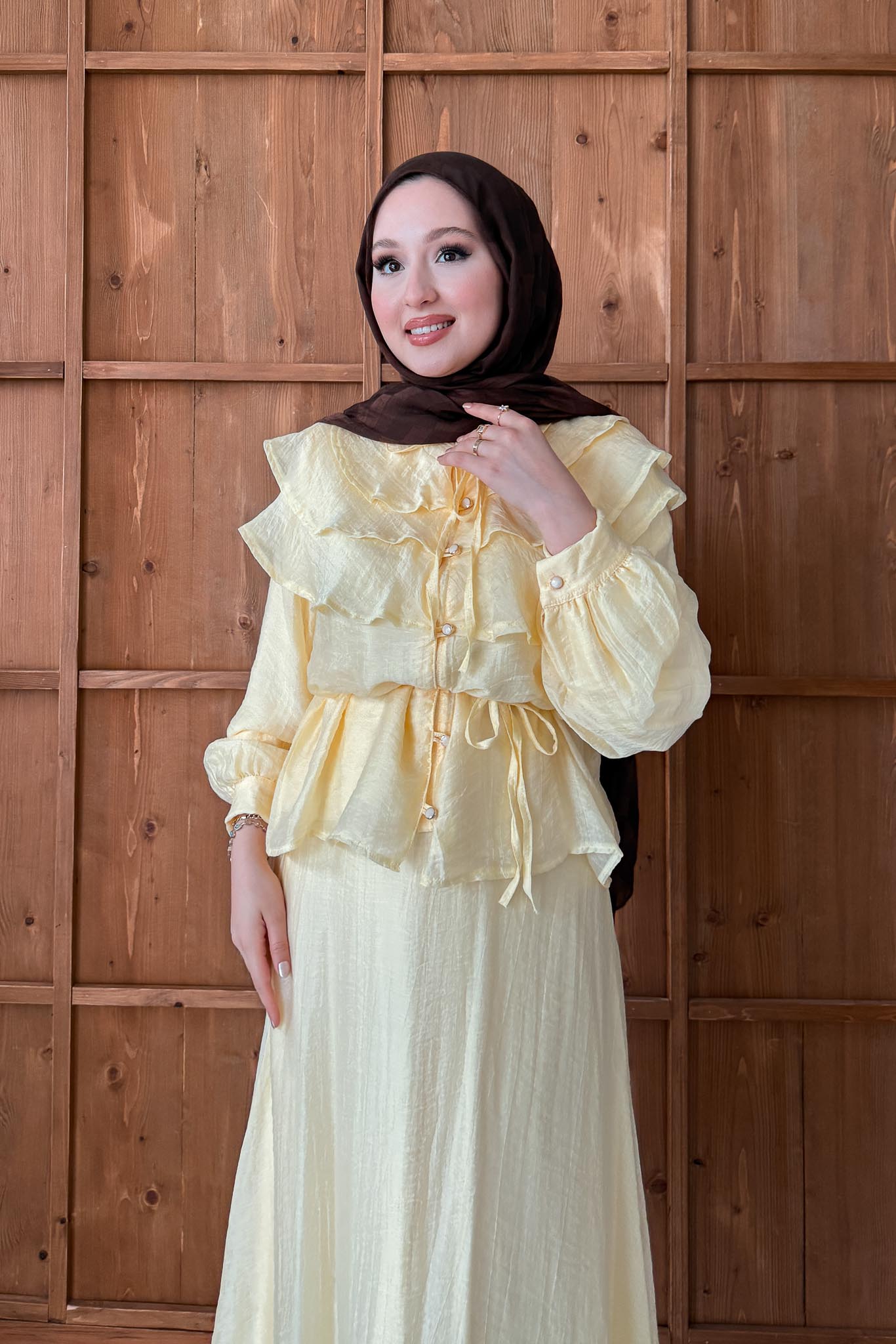 Seyran Pleated Dress Beige