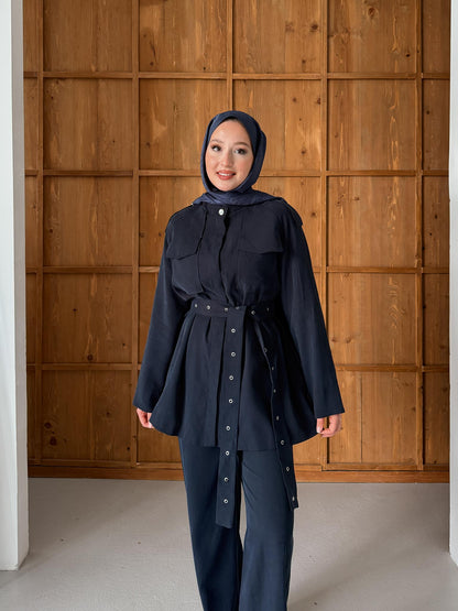 Ajda Pleated Skirt Set Petrol