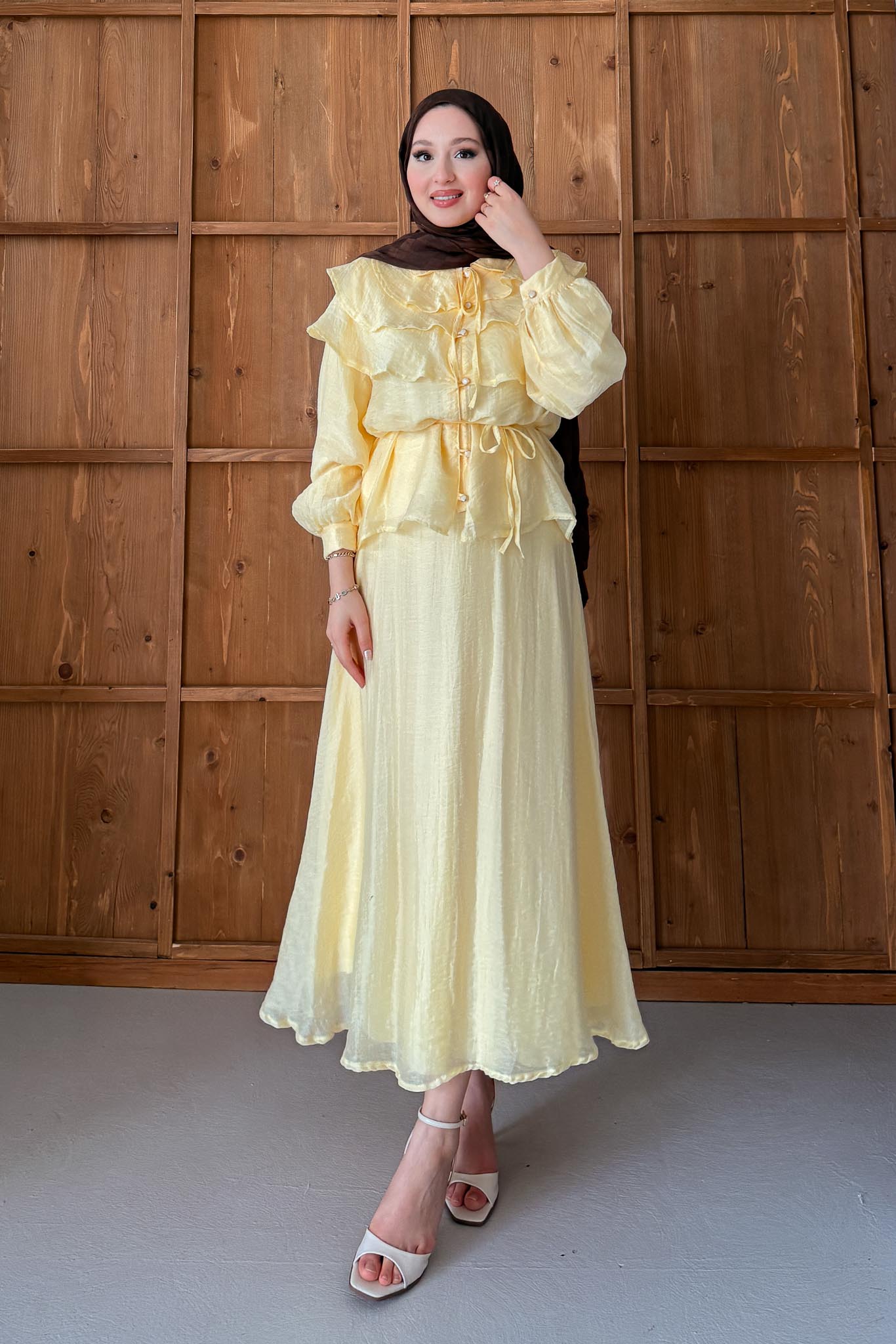 Seyran Pleated Dress Beige