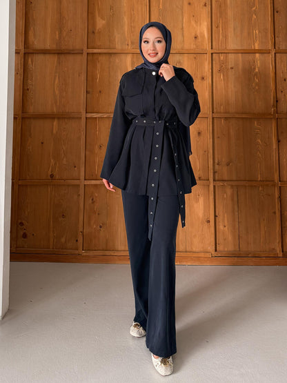 Ajda Pleated Skirt Set Petrol