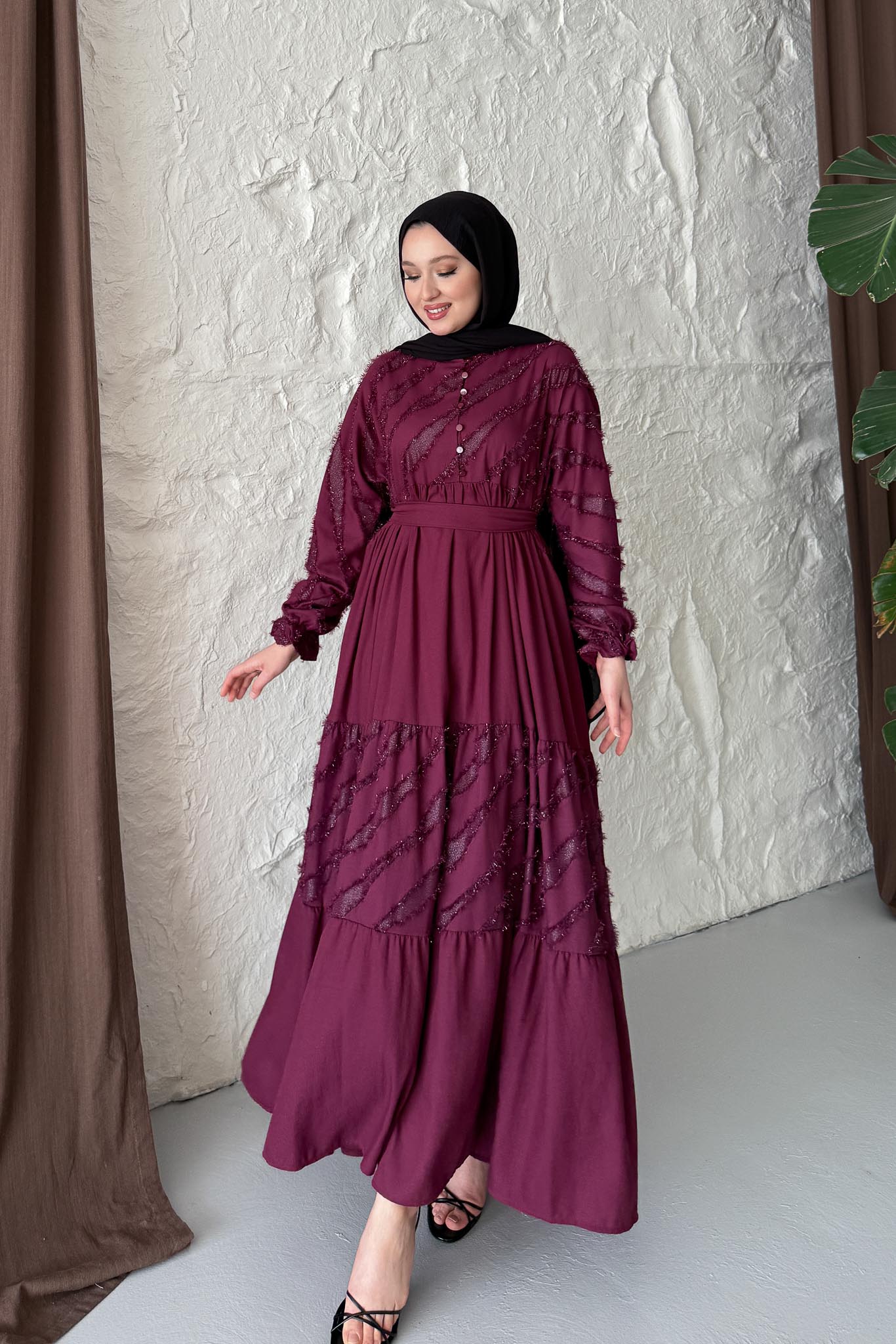Alaçatı Elbise Bordo