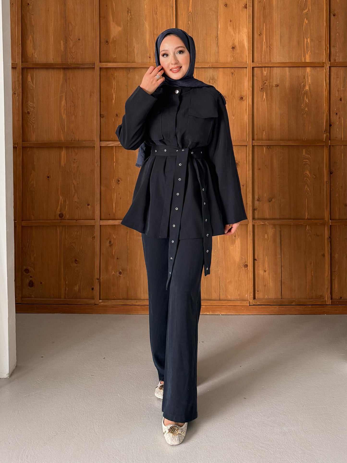 Ajda Pleated Skirt Set Petrol