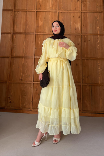 Seyran Pleated Dress Beige