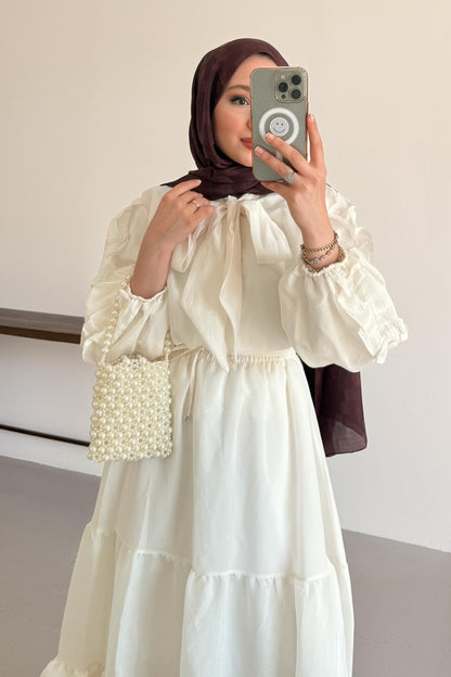 Seyran Pleated Dress Beige