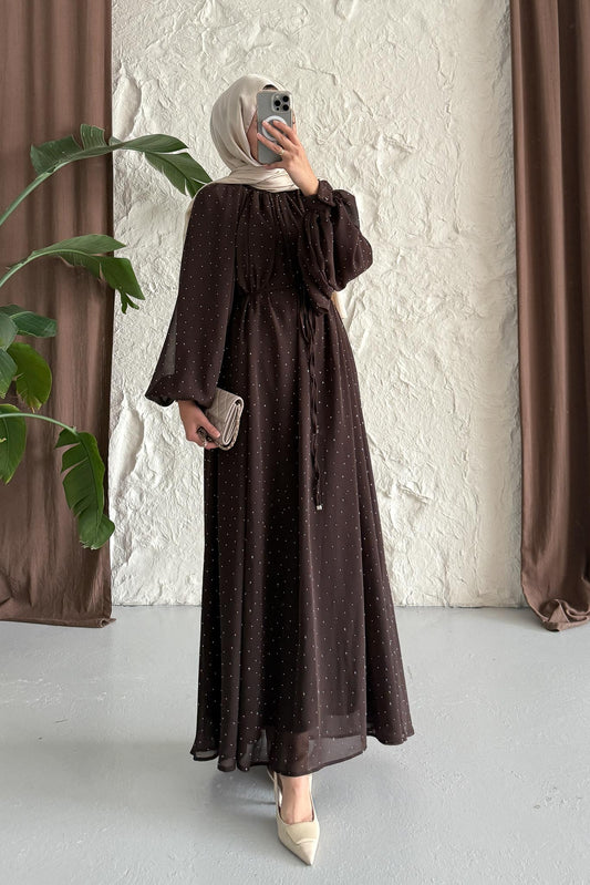 Gold Deren Evening Dress Dusty Rose