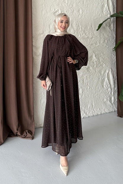 Gold Deren Evening Dress Dusty Rose