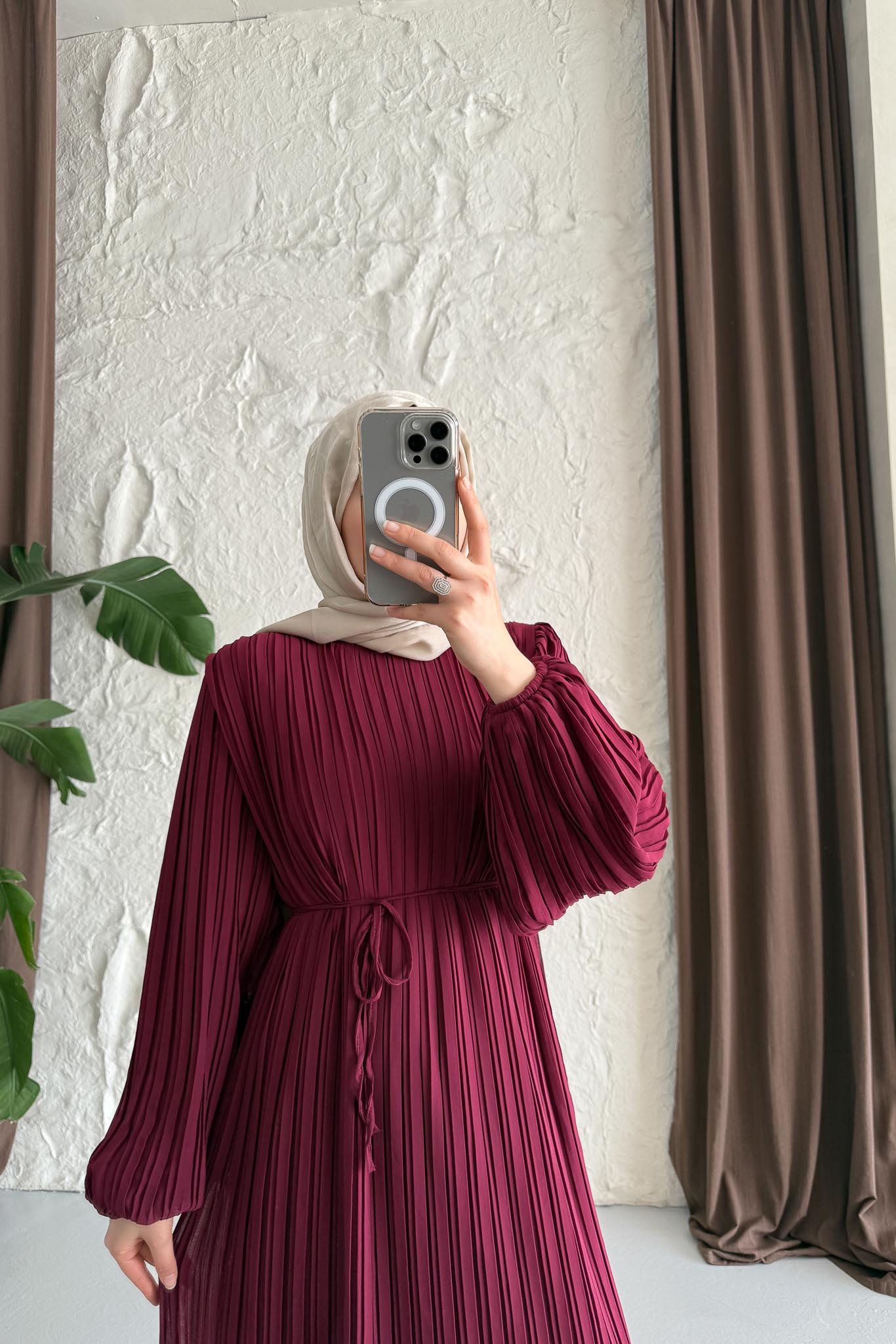 Seyran Pleated Dress Beige