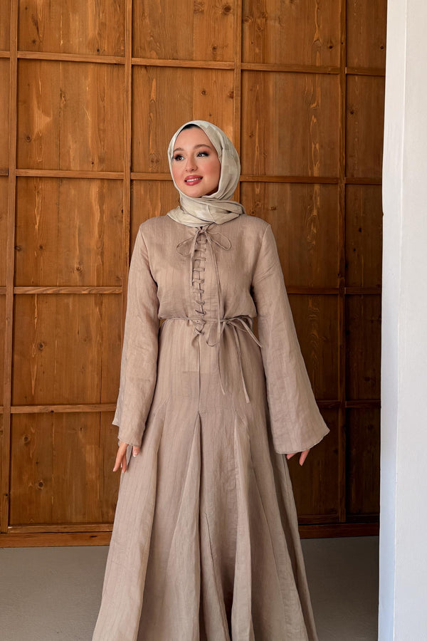 Seyran Pleated Dress Beige