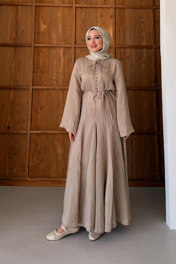 Seyran Pleated Dress Beige