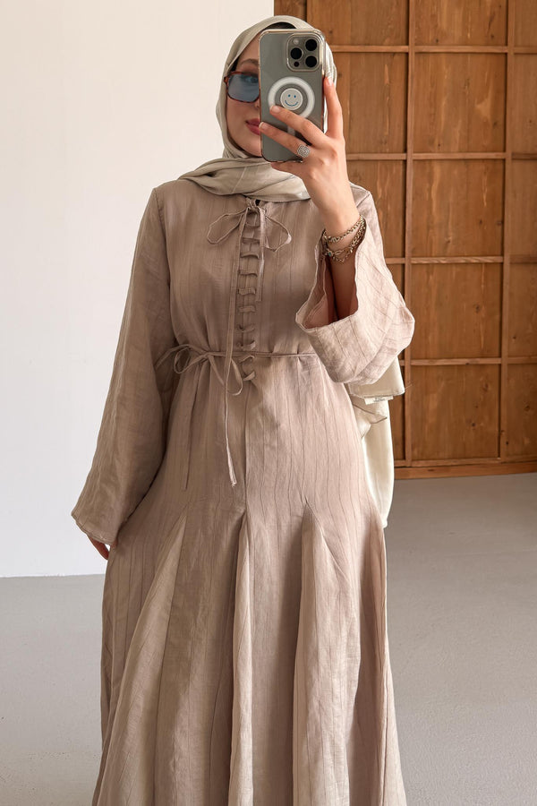 Seyran Pleated Dress Beige