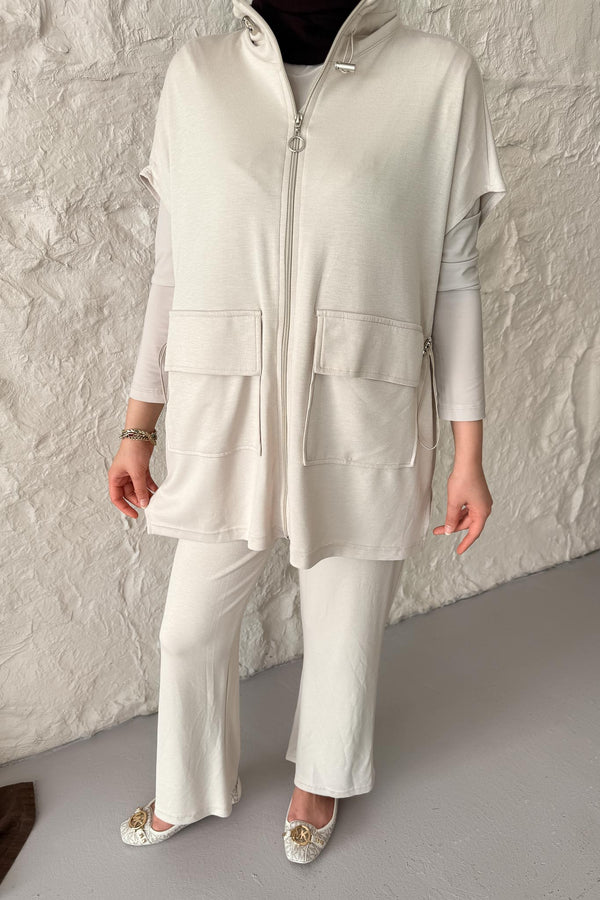 Seyran Pleated Dress Beige
