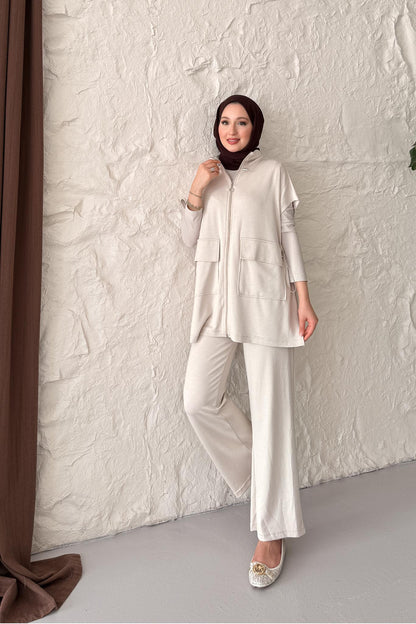 Seyran Pleated Dress Beige