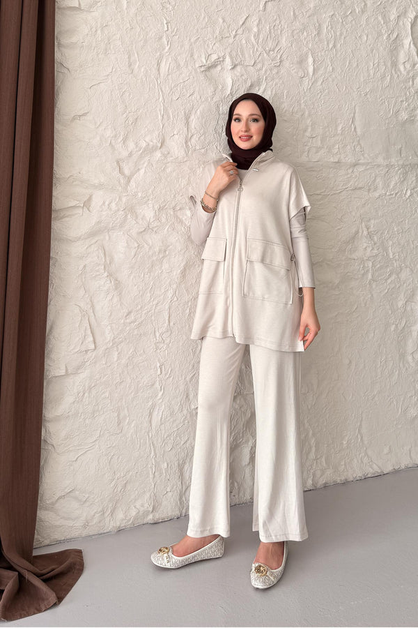 Seyran Pleated Dress Beige