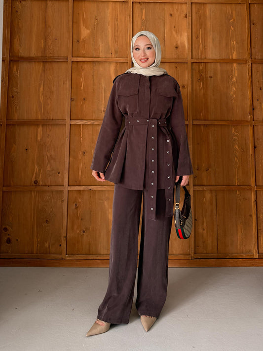 Ajda Pleated Skirt Set Petrol