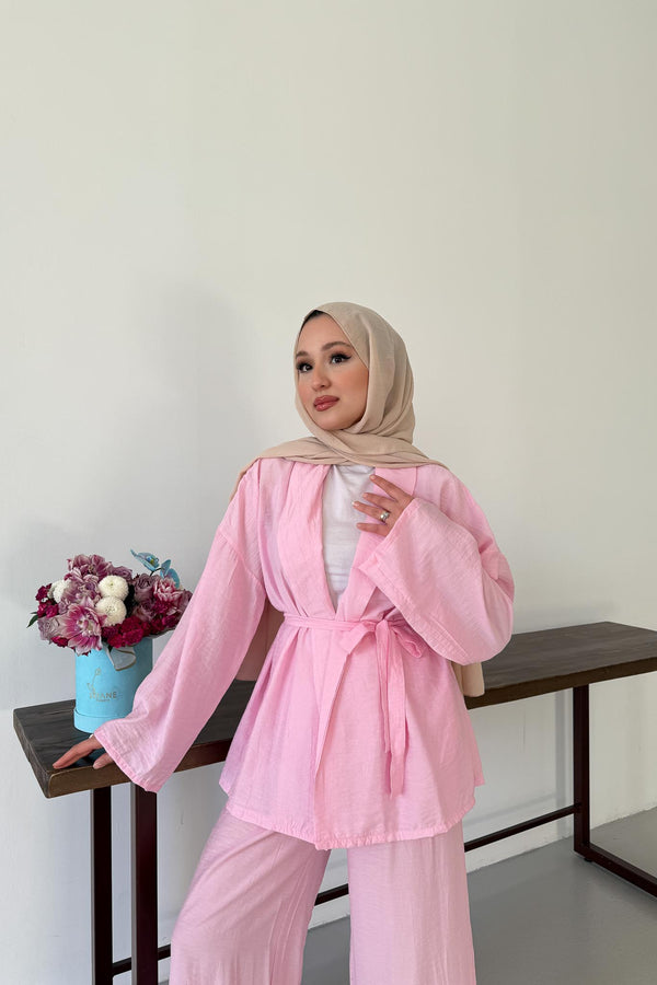 Tied Kimono Set Anthracite