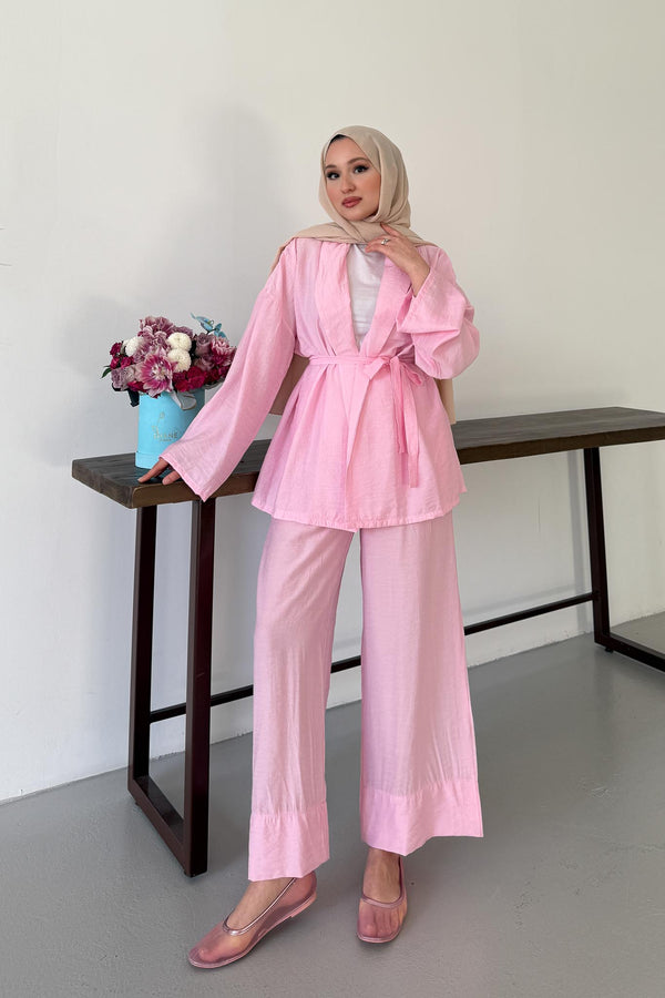 Tied Kimono Set Anthracite