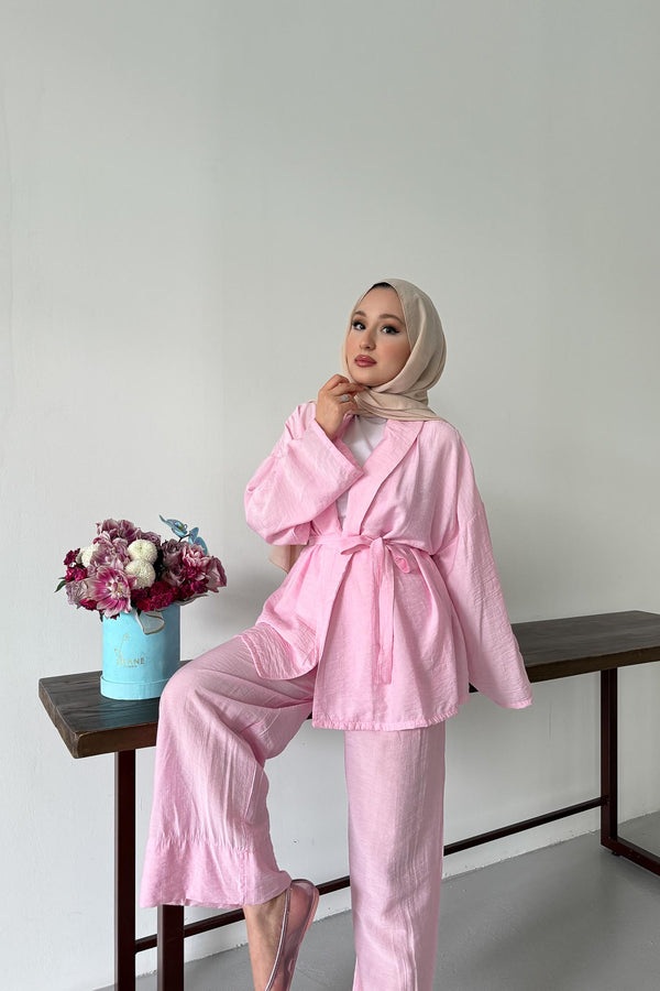 Tied Kimono Set Anthracite