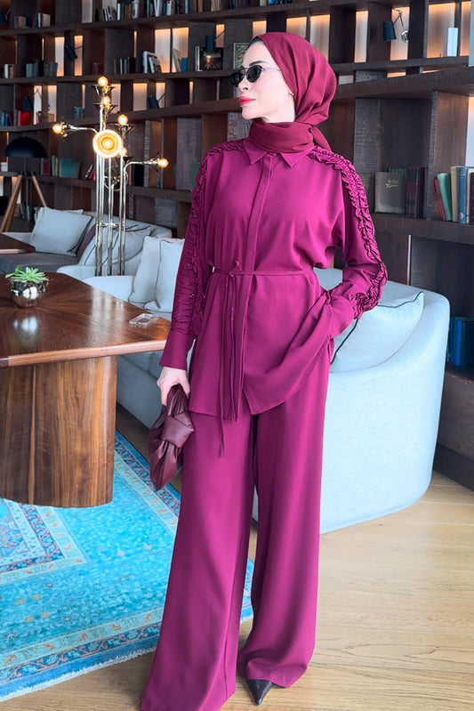 Ajda Pleated Skirt Set Petrol