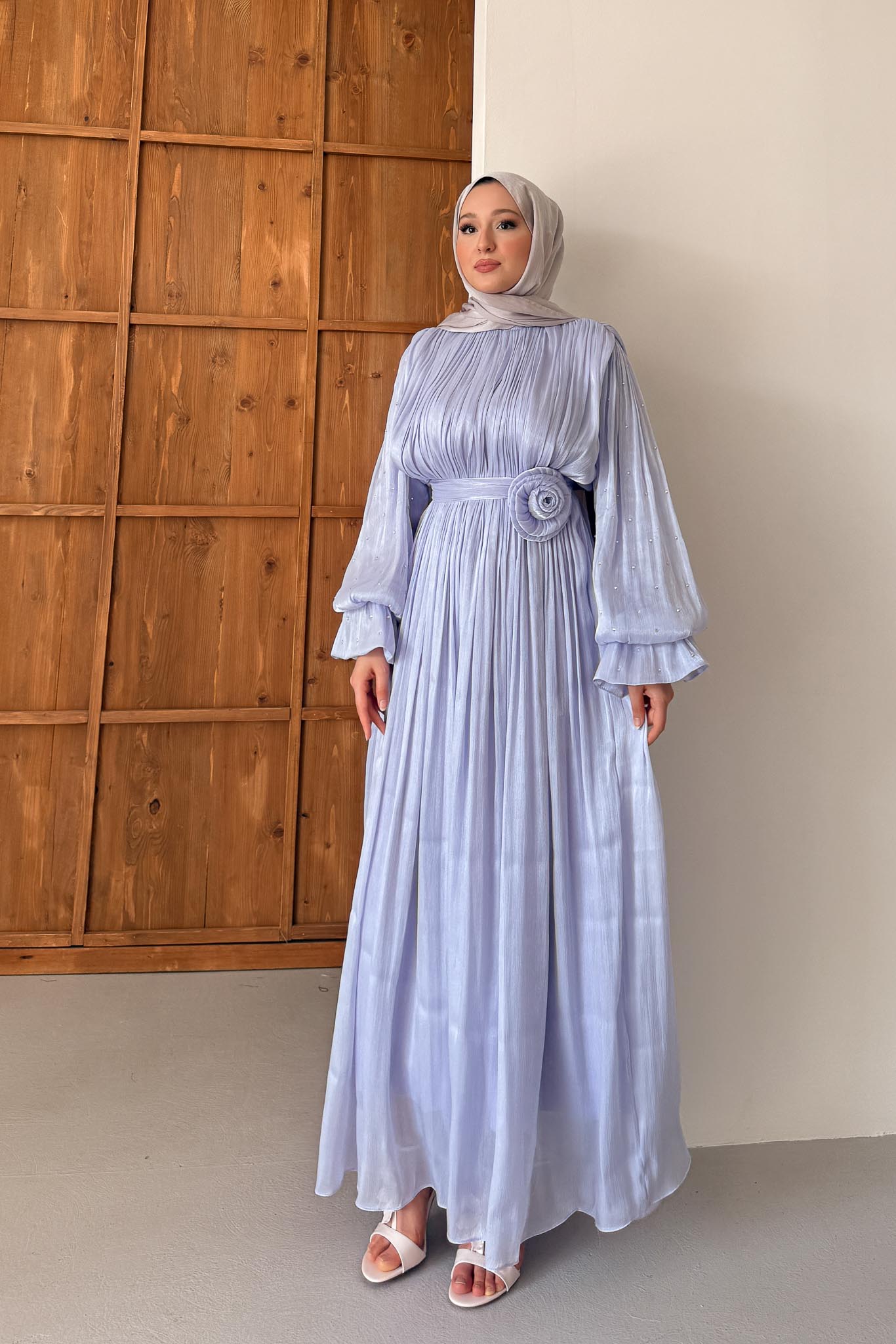 Maria İpek Taşlı Elbise Lila