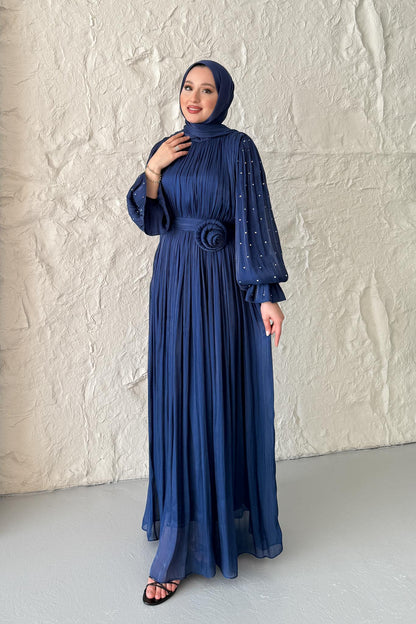 Maria İpek Taşlı Elbise Lacivert