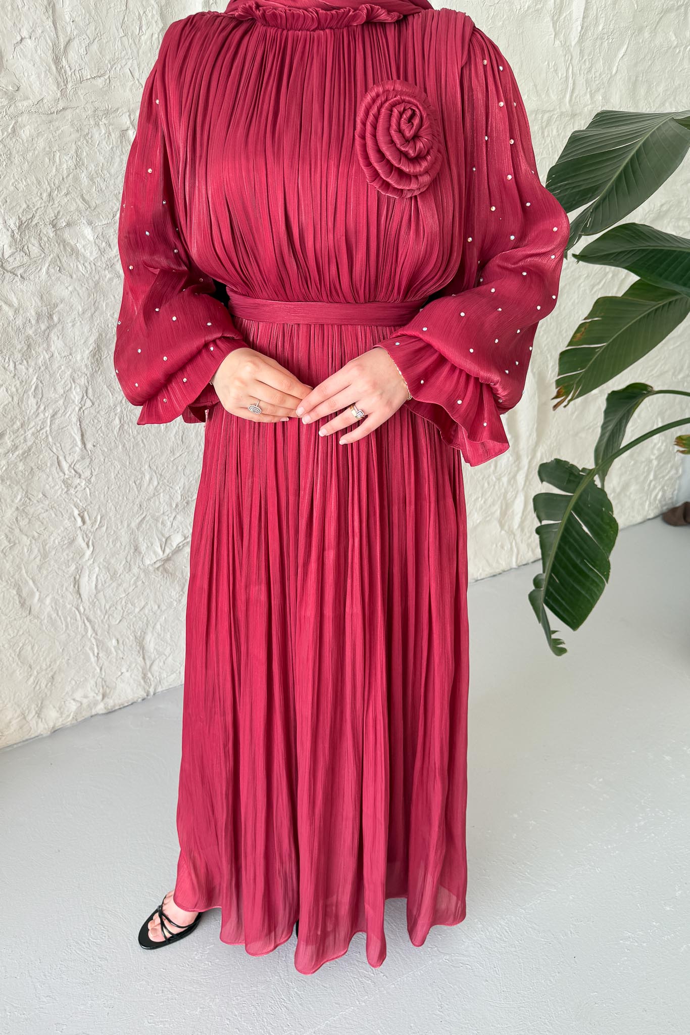 Seyran Pleated Dress Beige