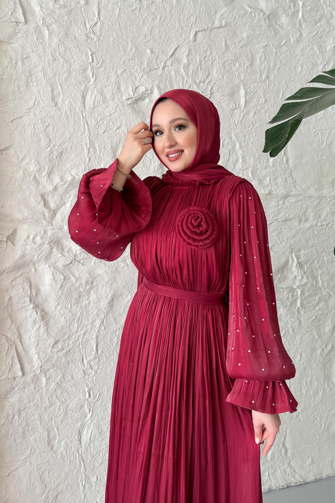 Seyran Pleated Dress Beige