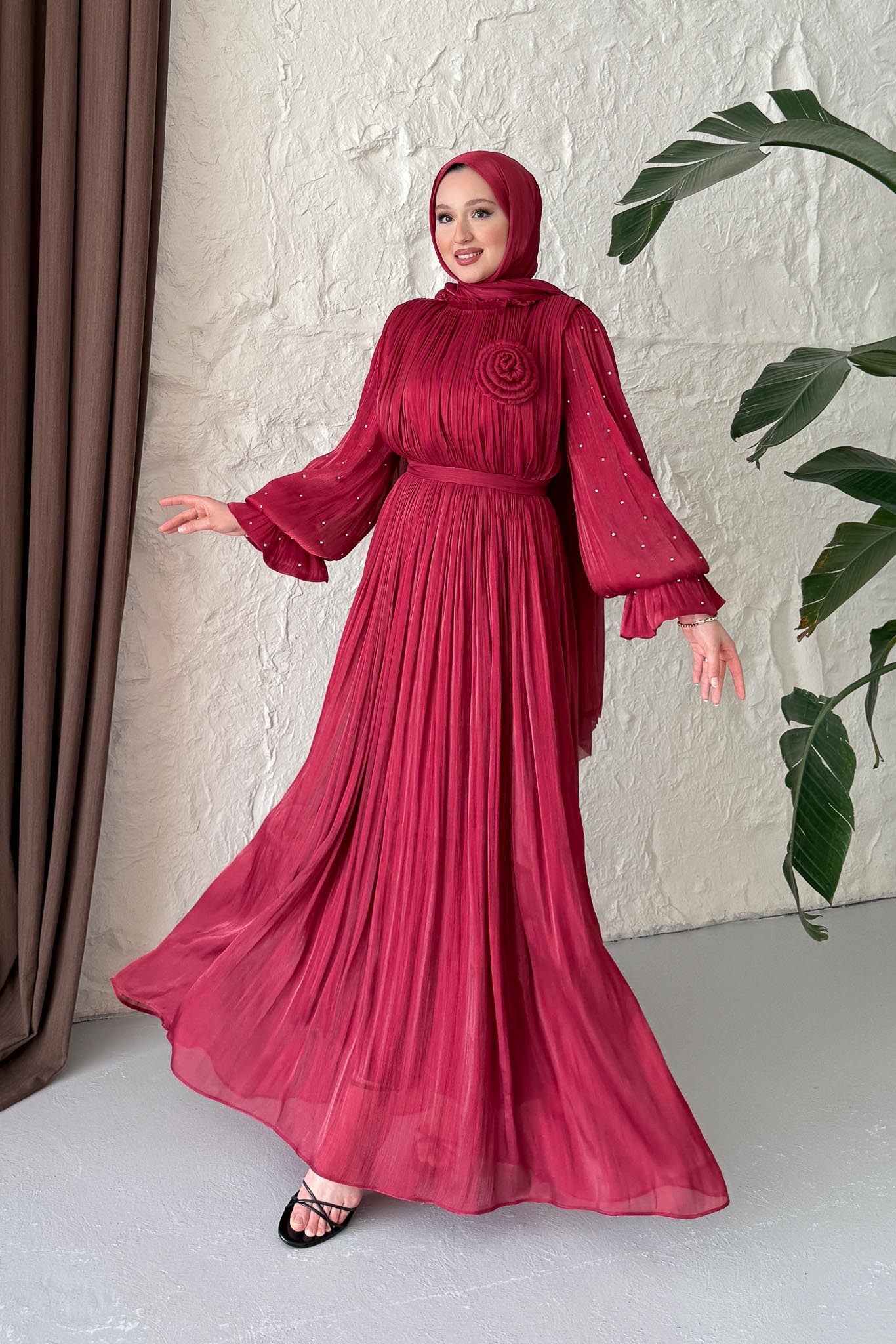 Seyran Pleated Dress Beige