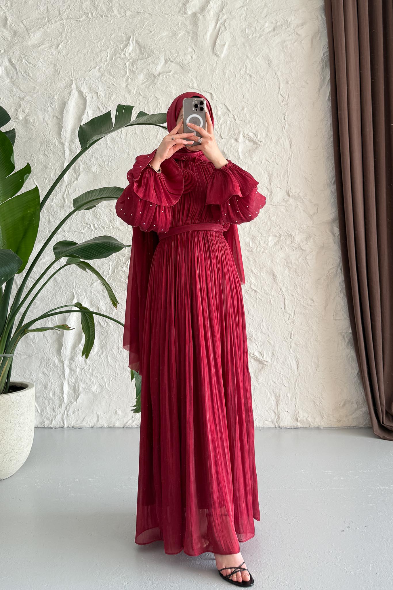 Seyran Pleated Dress Beige