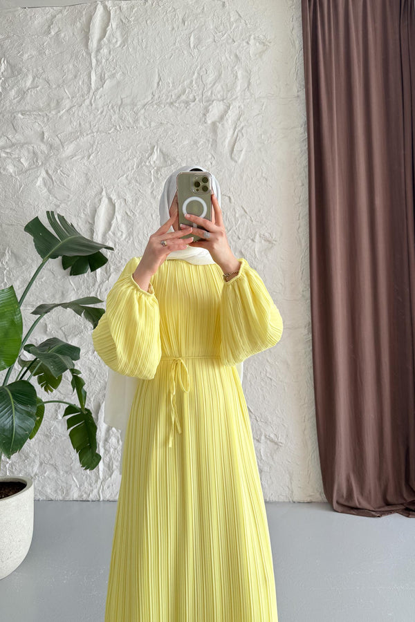 Seyran Pleated Dress Beige