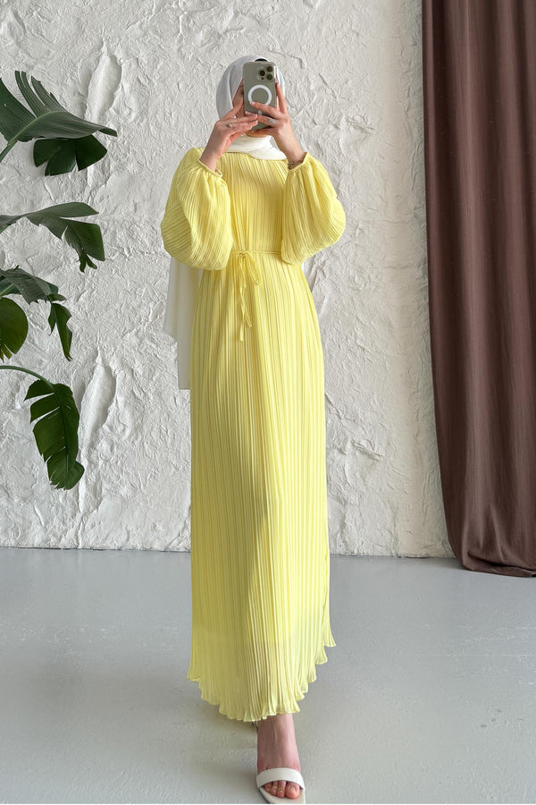 Seyran Pleated Dress Beige